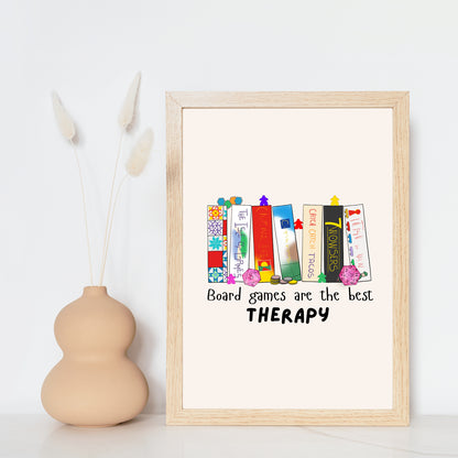 Board Games Therapy | Funny Gaming Wall Art Print | Funny Home Decor Poster| Games Room Sign | Game lover | Rolled Poster