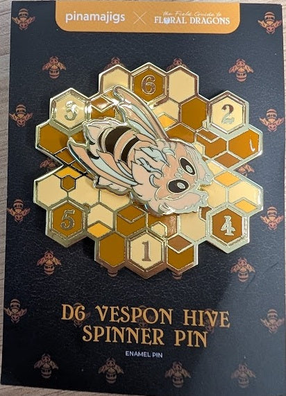 [Grade A] Floral Dragons Hive D6 Spin Enamel Pin