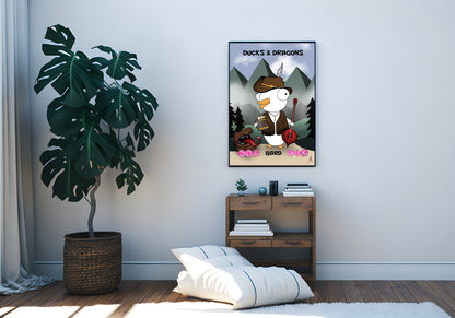 D&D Ducks And Dragons Bard | Funny DnD Wall Art Print | Funny Home Decor Poster| Games Room Sign | Game lover | Rolled Poster