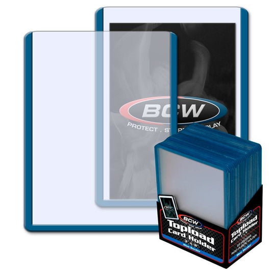 [Grade A] BCW Toploader Card Holder Border Blue (3" x 4") (25 Holders Per Pack)