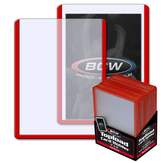 [Grade A] BCW Toploader Card Holder Border Red (3" x 4") (25 Holders Per Pack)