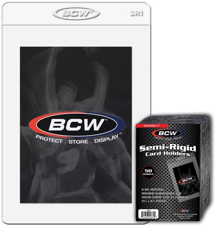 [Grade A] BCW Semi Rigid Card Holder #1 (3" 5/16 x 4" 15/16) (50 Holders Per Pack)