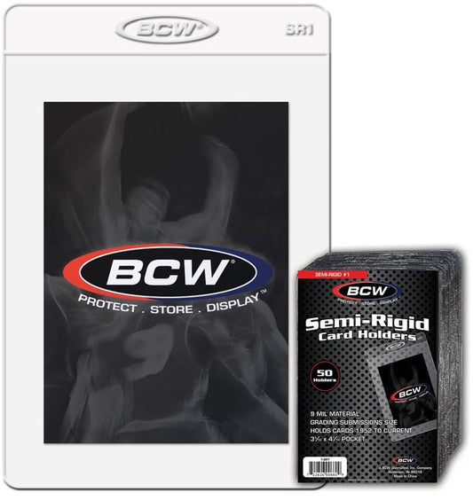 [Grade A] BCW Semi Rigid Card Holder #1 (3" 5/16 x 4" 15/16) (50 Holders Per Pack)