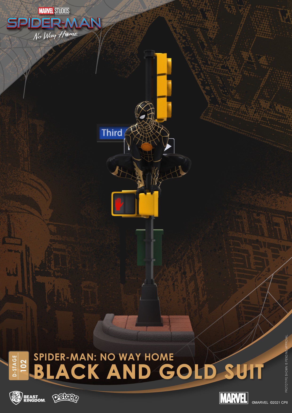 [Grade C] Beast Kingdom D Stage Spiderman No Way From Home Spiderman Black and Gold Suit