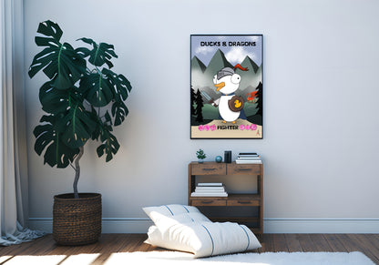 D&D Ducks And Dragons Fighter | Funny DnD Wall Art Print | Funny Home Decor Poster| Games Room Sign | Game lover | Rolled Poster