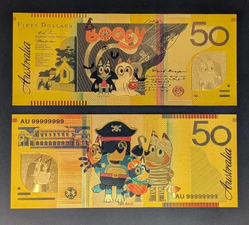 Bluey Holiday Collectible Golden Foil Banknotes
