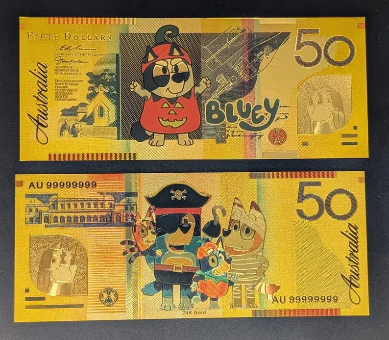 Bluey Holiday Collectible Golden Foil Banknotes