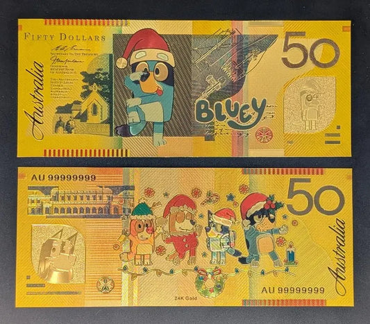 Bluey Holiday Collectible Golden Foil Banknotes