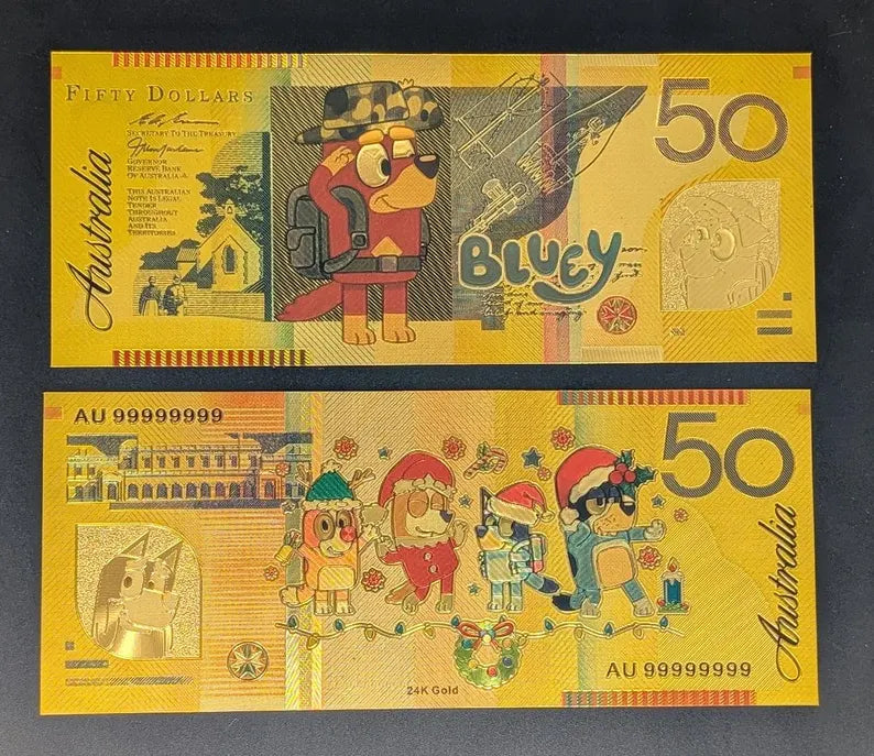 Bluey Holiday Collectible Golden Foil Banknotes