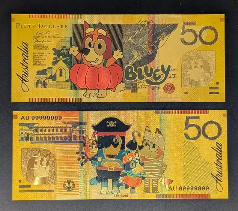 Bluey Holiday Collectible Golden Foil Banknotes