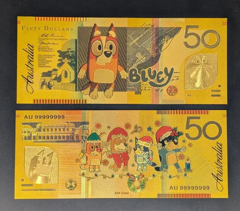 Bluey Holiday Collectible Golden Foil Banknotes