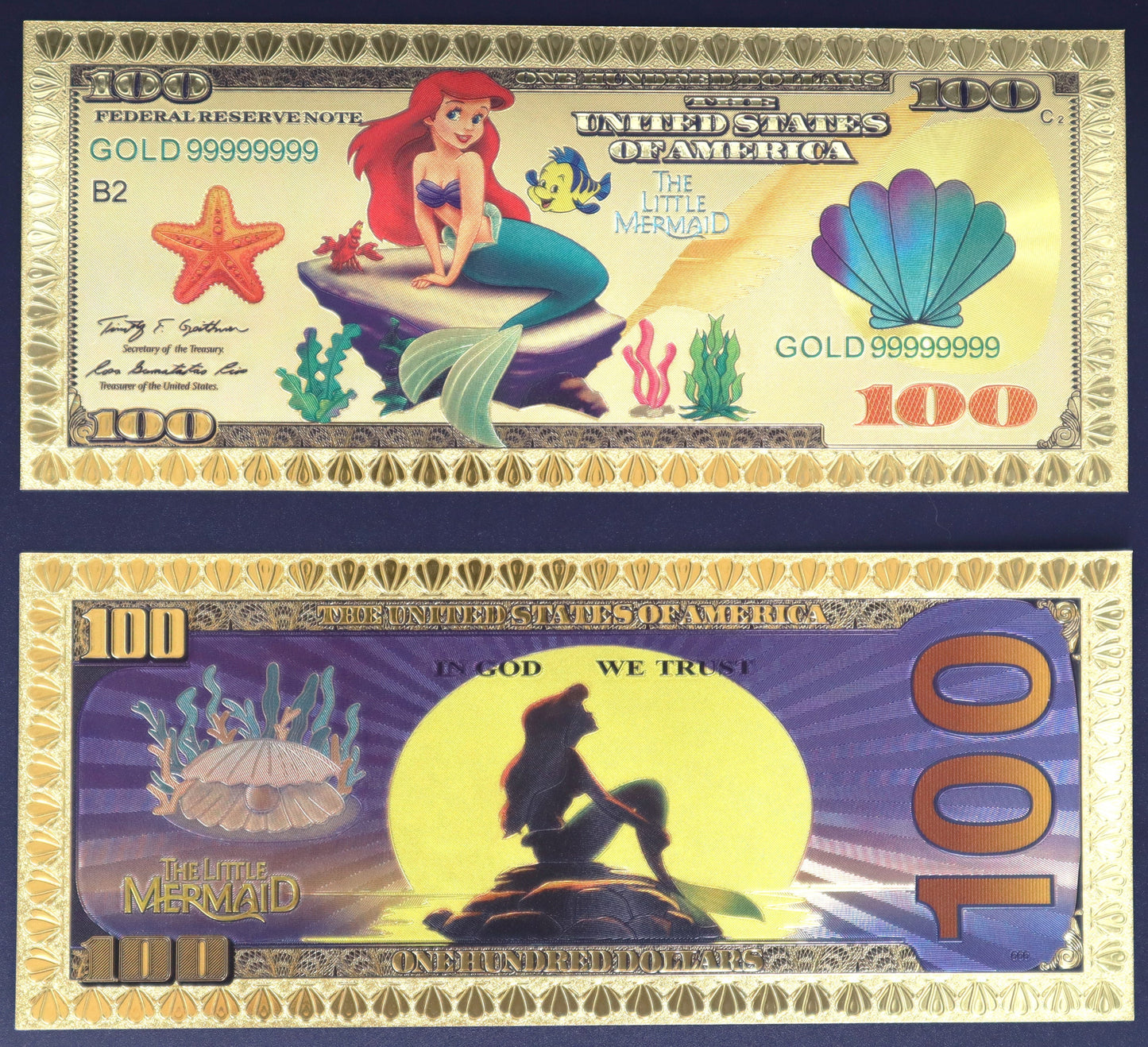 The Little Mermaid Collectible Golden Foil Banknotes