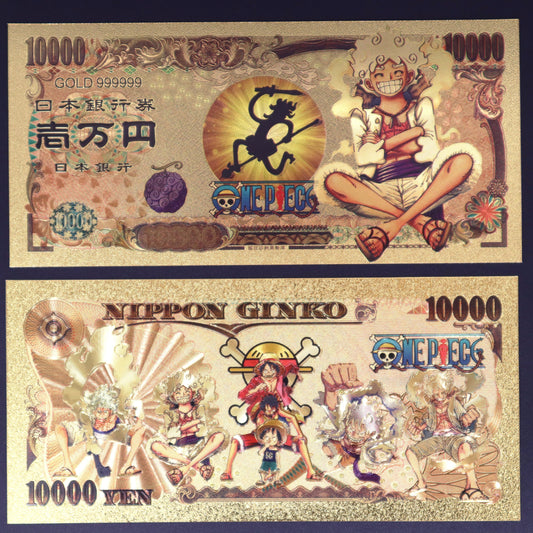 One Piece Luffy Gear 5 Collectible Golden Foil Banknote