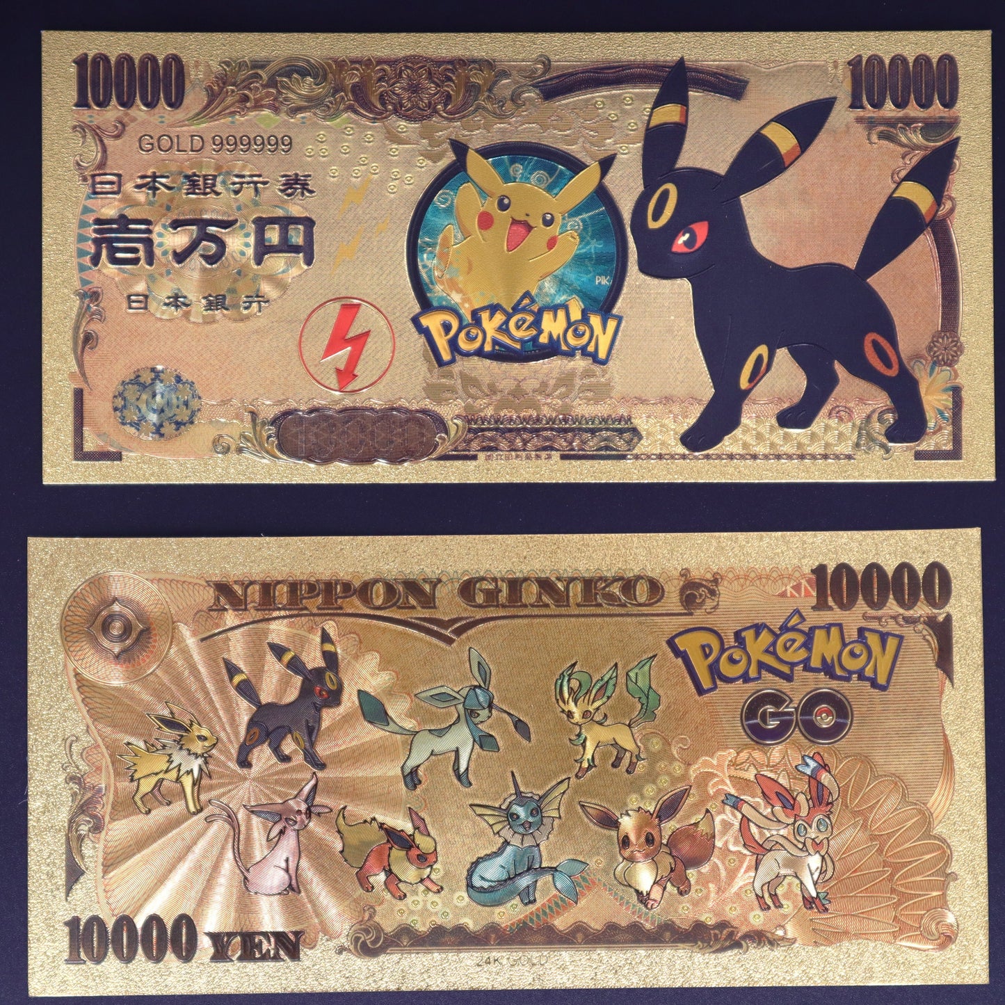 Pokemon Eeveelution Collectible Golden Foil Banknote