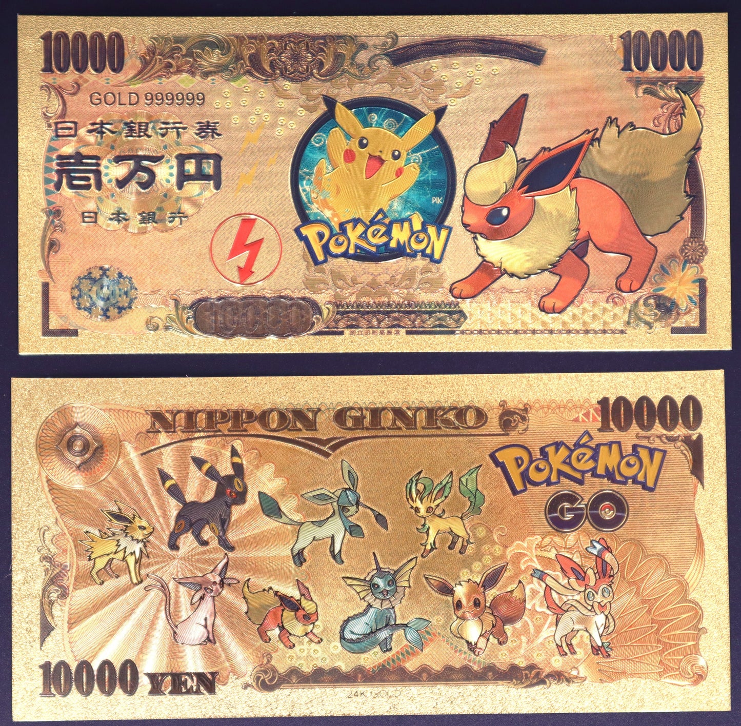 Pokemon Eeveelution Collectible Golden Foil Banknote