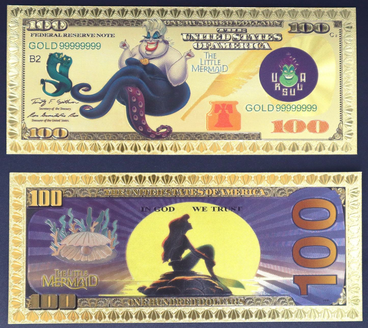 The Little Mermaid Collectible Golden Foil Banknotes