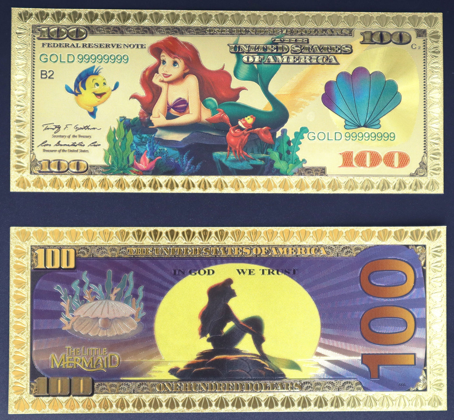 The Little Mermaid Collectible Golden Foil Banknotes