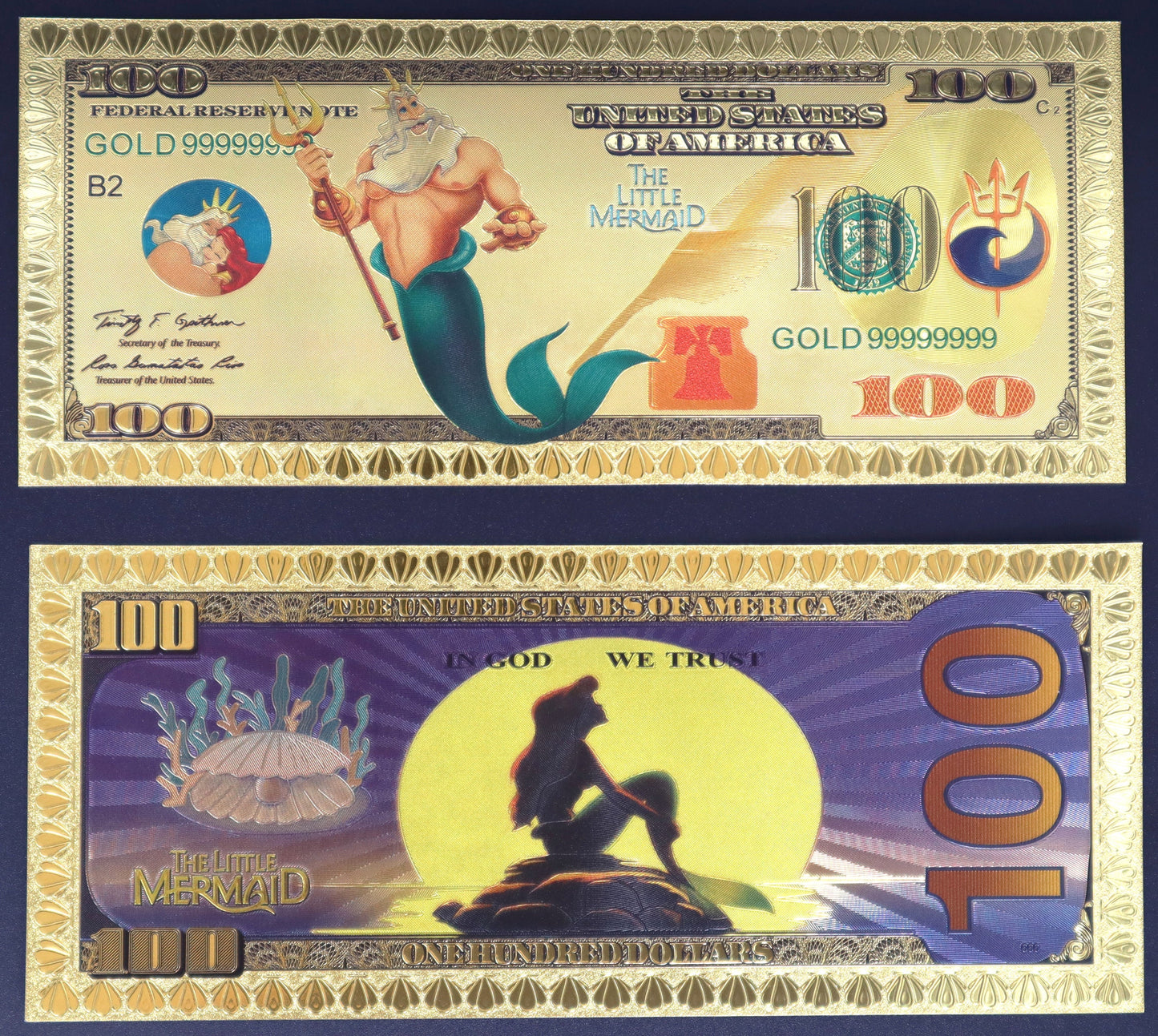 The Little Mermaid Collectible Golden Foil Banknotes