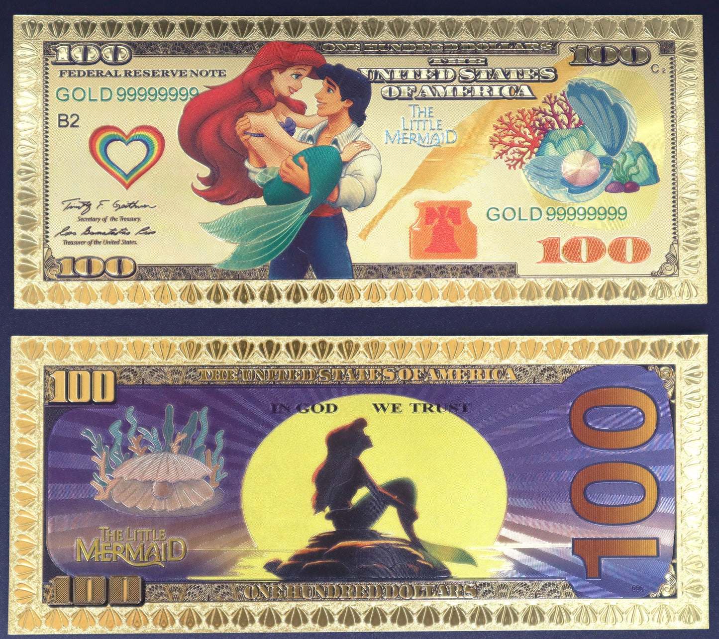 The Little Mermaid Collectible Golden Foil Banknotes