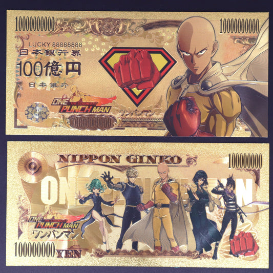 One Punch Man Collectible Golden Foil Banknotes