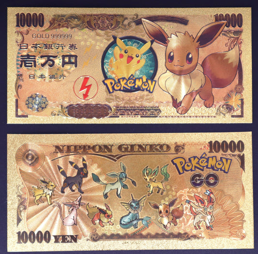 Pokemon Eeveelution Collectible Golden Foil Banknote