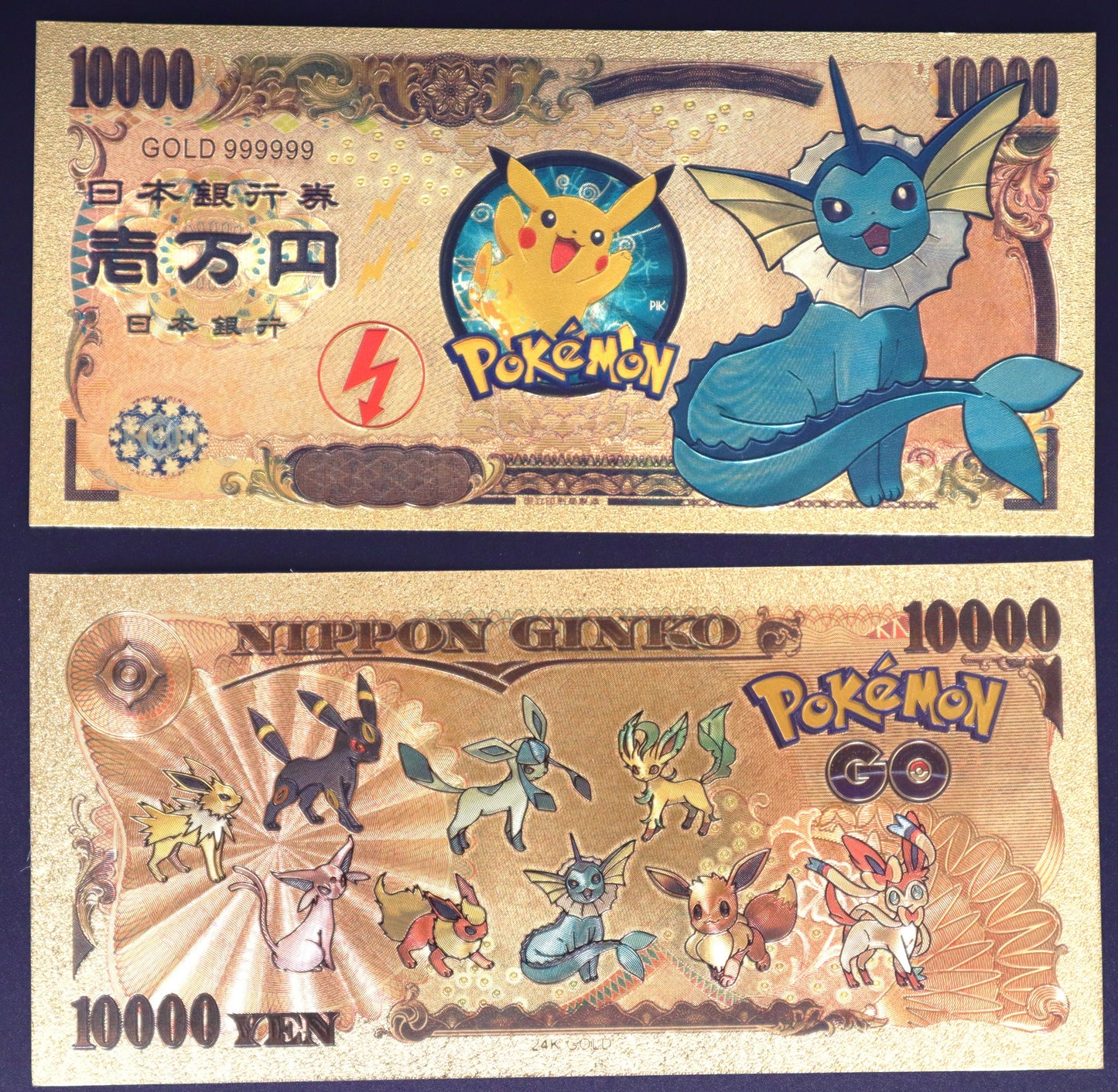 Pokemon Eeveelution Collectible Golden Foil Banknote