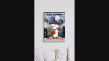D&D Ducks And Dragons Wizard | Funny DnD Wall Art Print | Funny Home Decor Poster| Games Room Sign | Game lover | Rolled Poster