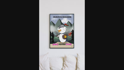 D&D Ducks And Dragons Fighter | Funny DnD Wall Art Print | Funny Home Decor Poster| Games Room Sign | Game lover | Rolled Poster