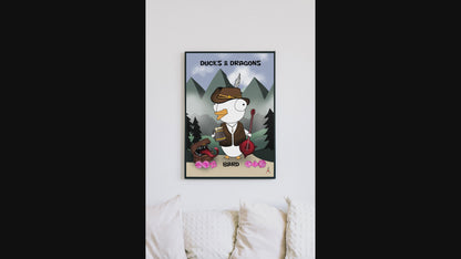 D&D Ducks And Dragons Bard | Funny DnD Wall Art Print | Funny Home Decor Poster| Games Room Sign | Game lover | Rolled Poster
