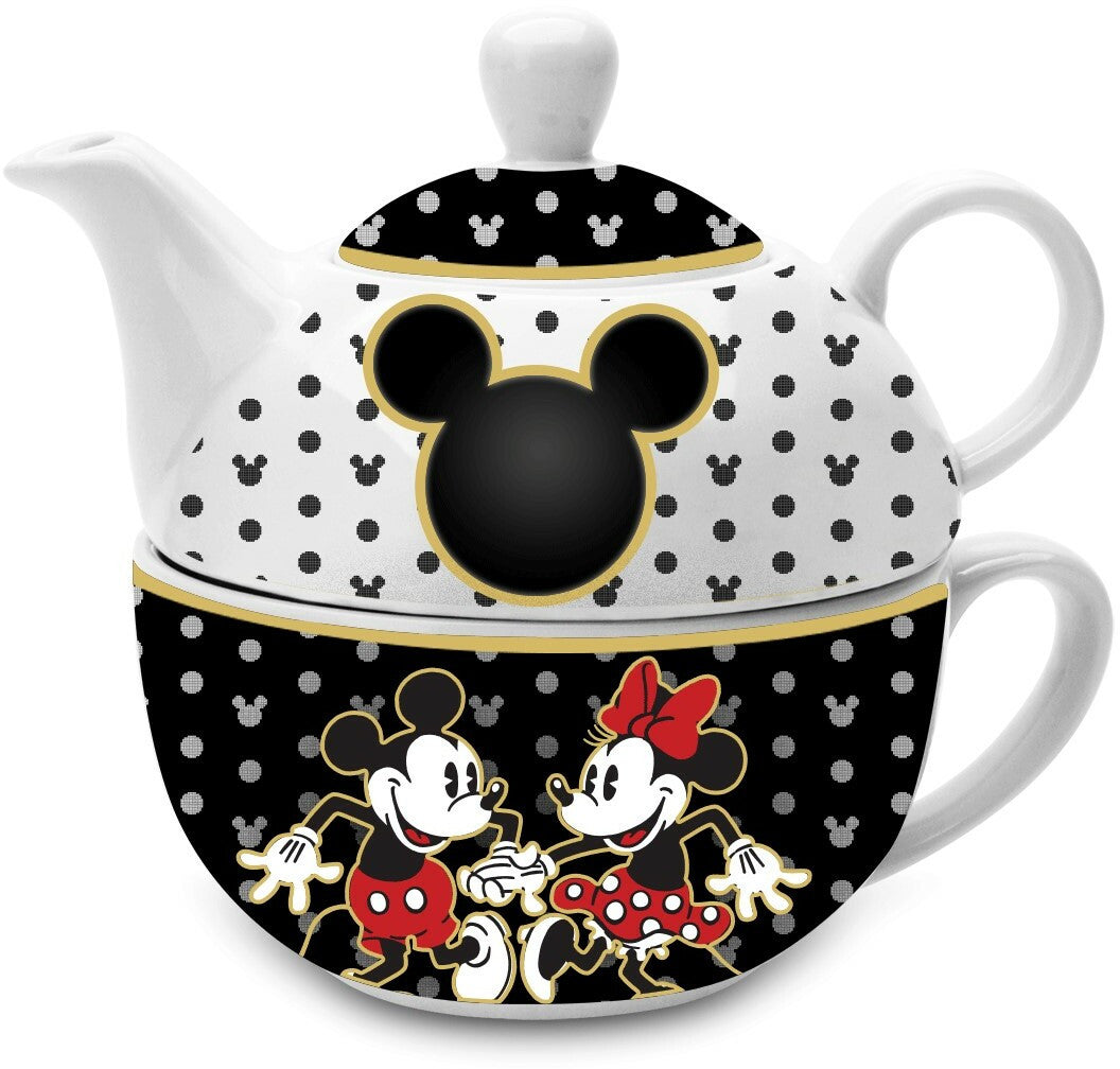 [Grade C] Tea for One Set Disney Mickey and Minnie Mouse
