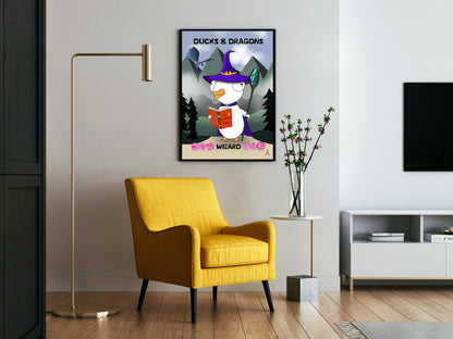 D&D Ducks And Dragons Wizard | Funny DnD Wall Art Print | Funny Home Decor Poster| Games Room Sign | Game lover | Rolled Poster