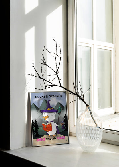 D&D Ducks And Dragons Wizard | Funny DnD Wall Art Print | Funny Home Decor Poster| Games Room Sign | Game lover | Rolled Poster